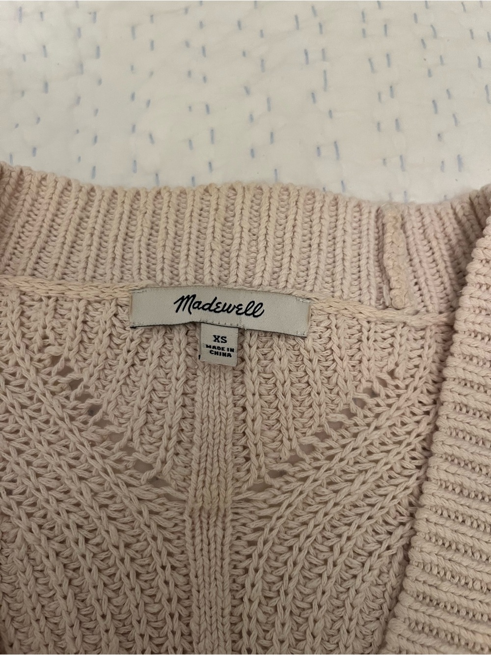 Madewell Cream V-Neck Button Front Knit Cardigan Sweater - Picture 3 of 3